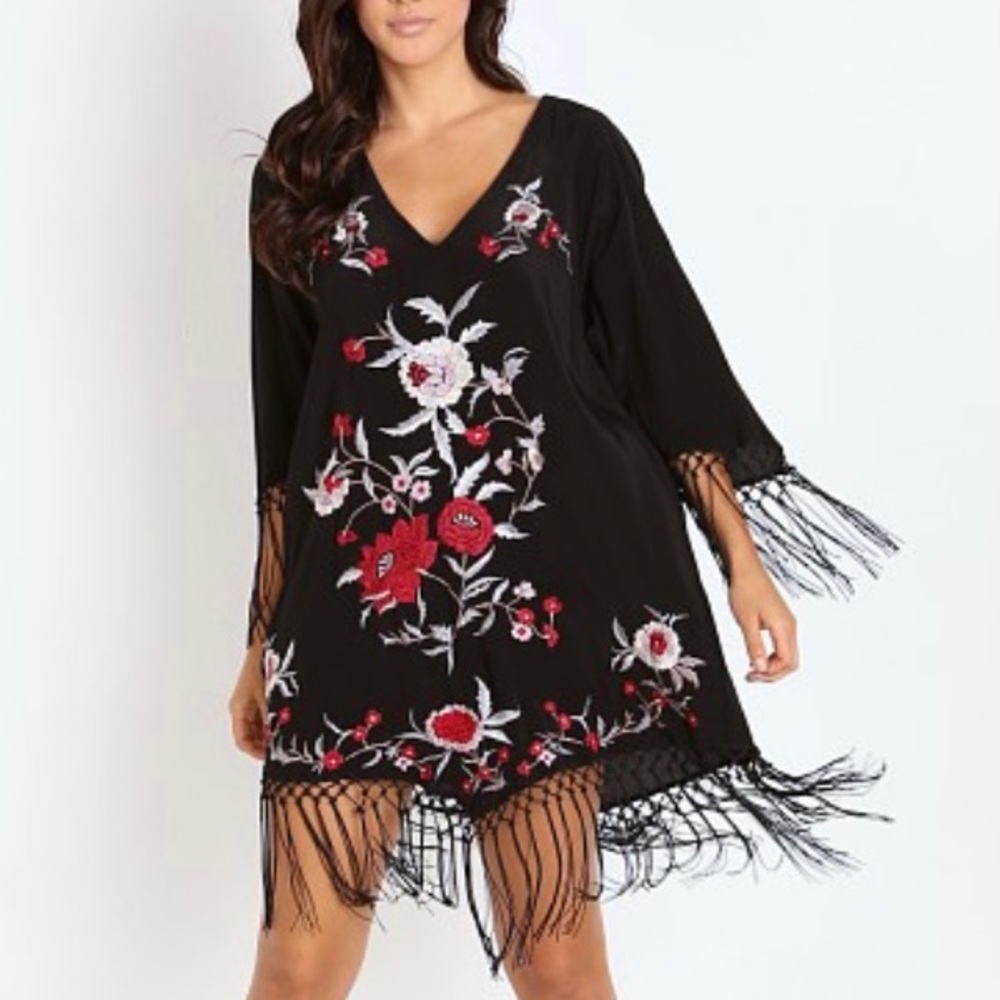 Cleobella fringe shift dress xs